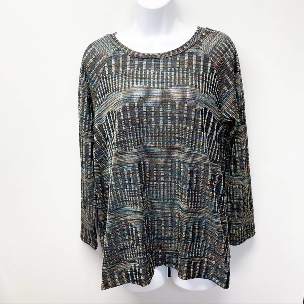 Comfy USA Knit Textured Stripe Top Pullover Small